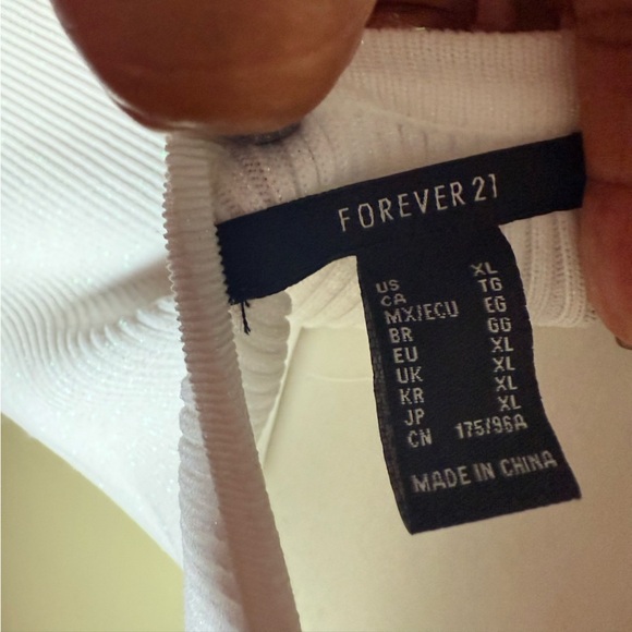 Forever 21 Bodycon Ribbed Sweater Dress - white size XL BNWT - Picture 6 of 7